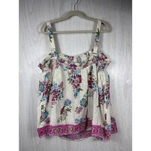 Lane Bryant Floral Tank 26 Sleeveless Boho Cottagecore